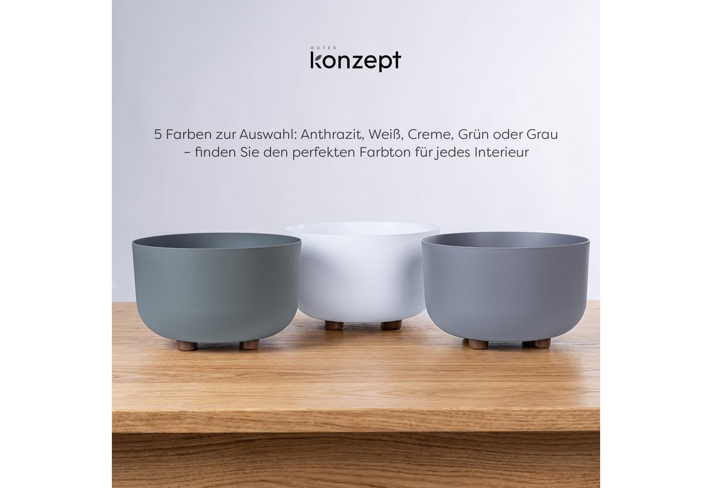 KONZEPT Blumentopf mit Füßen Ø 27 cm, für innen & außen, Mit abnehmbaren Füßen. Für Kräuter, Blumen und kompakte Grünpflanzen.