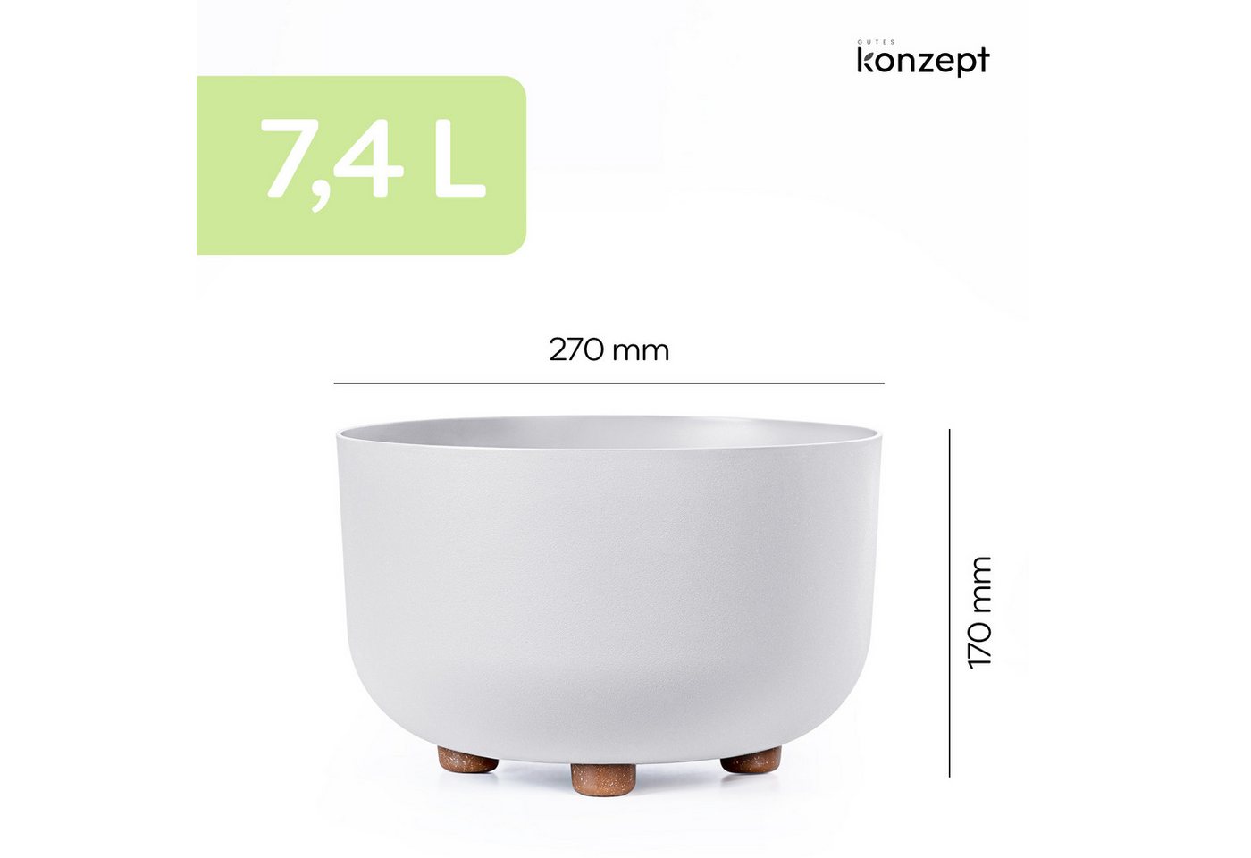 KONZEPT Blumentopf mit Füßen Ø 27 cm, für innen & außen, Mit abnehmbaren Füßen. Für Kräuter, Blumen und kompakte Grünpflanzen. Bild 2
