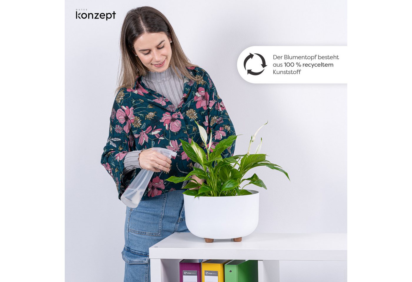 KONZEPT Blumentopf mit Füßen Ø 27 cm, für innen & außen, Mit abnehmbaren Füßen. Für Kräuter, Blumen und kompakte Grünpflanzen. Bild 5