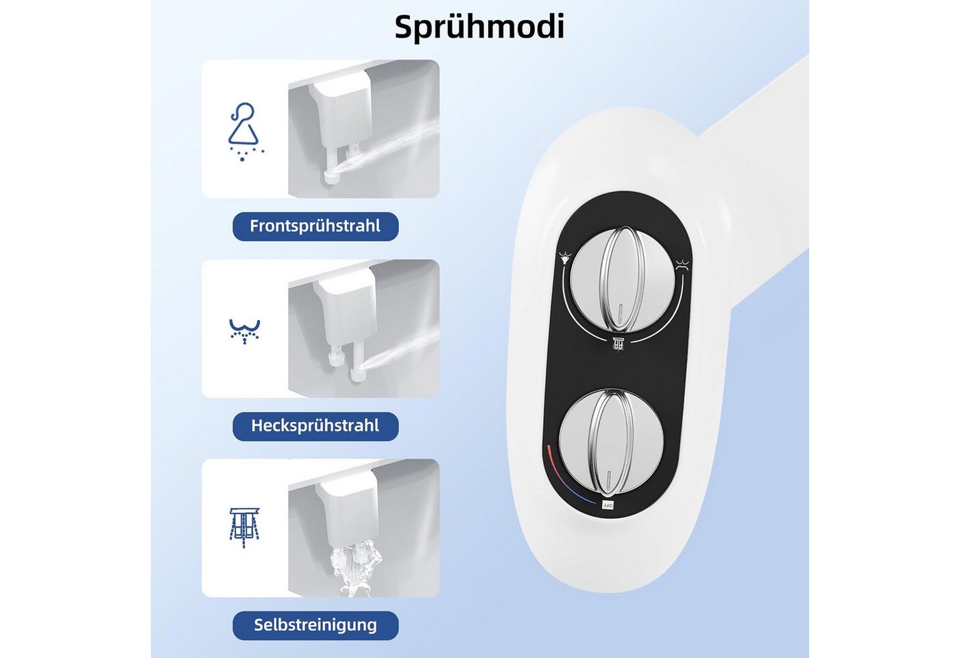 GarveeMore Bidetarmatur Bidet-Aufsatz mit zwei Reinigungsmodi, temperaturverstellbar