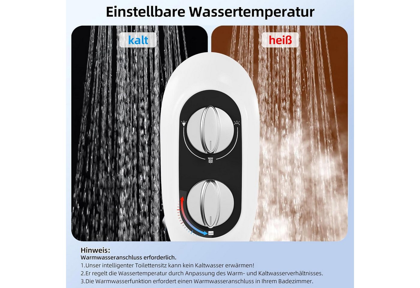 GarveeMore Bidetarmatur Bidet-Aufsatz mit zwei Reinigungsmodi, temperaturverstellbar Bild 3