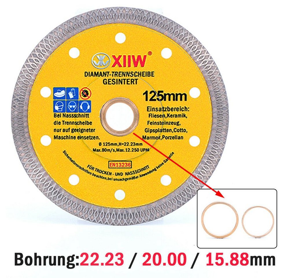 XERSEK Bohrkrone 8in1 20-68mm M14 Lochsäge Set Diamantbohrer Diamant Fliesenbohrer, Nass+Trocken Hohlbohrer Kernbohrer, 8-tlg., Diamantbohrkronen Winkelschleifer Feinsteinzeug, mit 125mm Diamantscheibe Bild 5