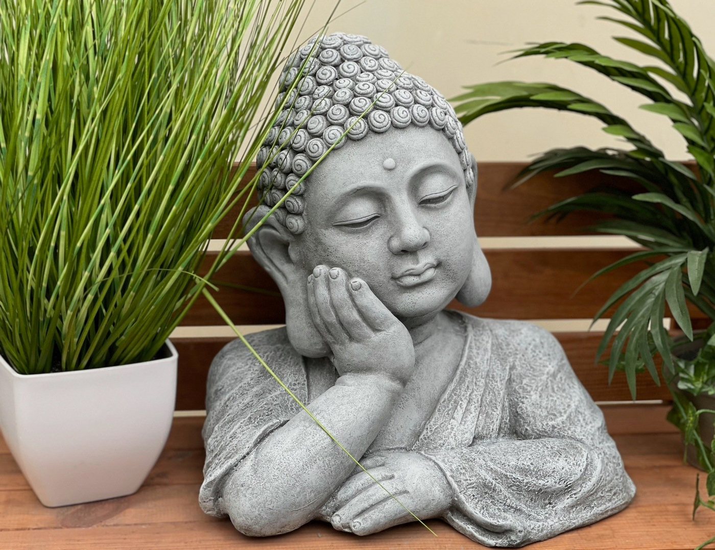 Stone and Style Gartenfigur Frostfeste Steinfigur Buddha Shiva Büste XL Bild 2