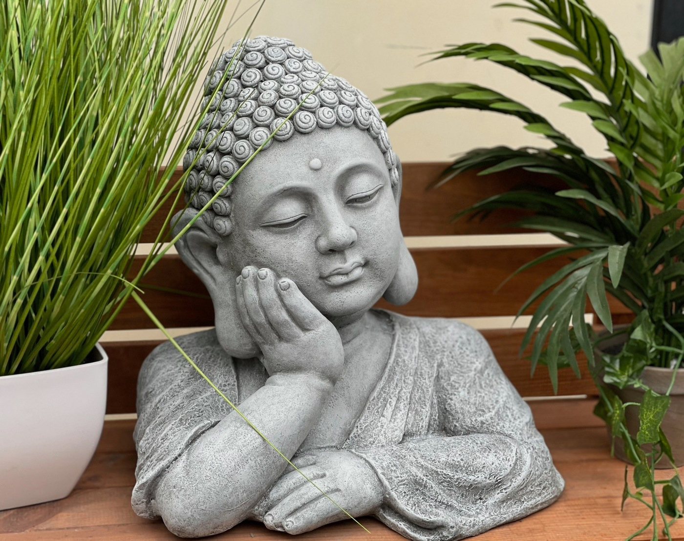 Stone and Style Gartenfigur Frostfeste Steinfigur Buddha Shiva Büste XL Bild 4