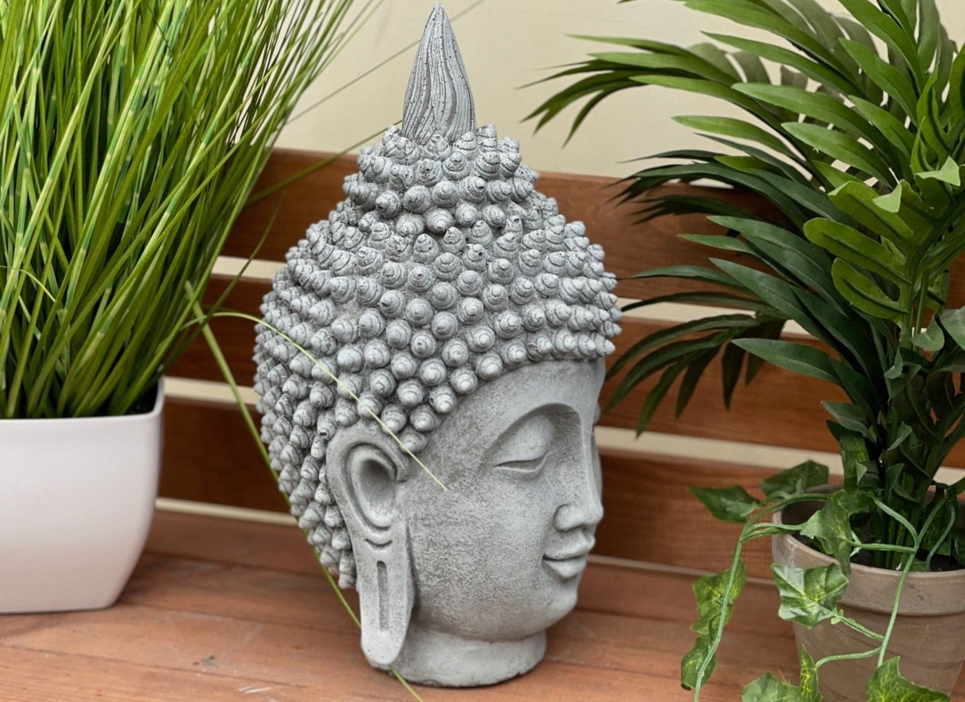 Stone and Style Gartenfigur Frostfeste Steinfigur Shiva Kopf meditativ Bild 2