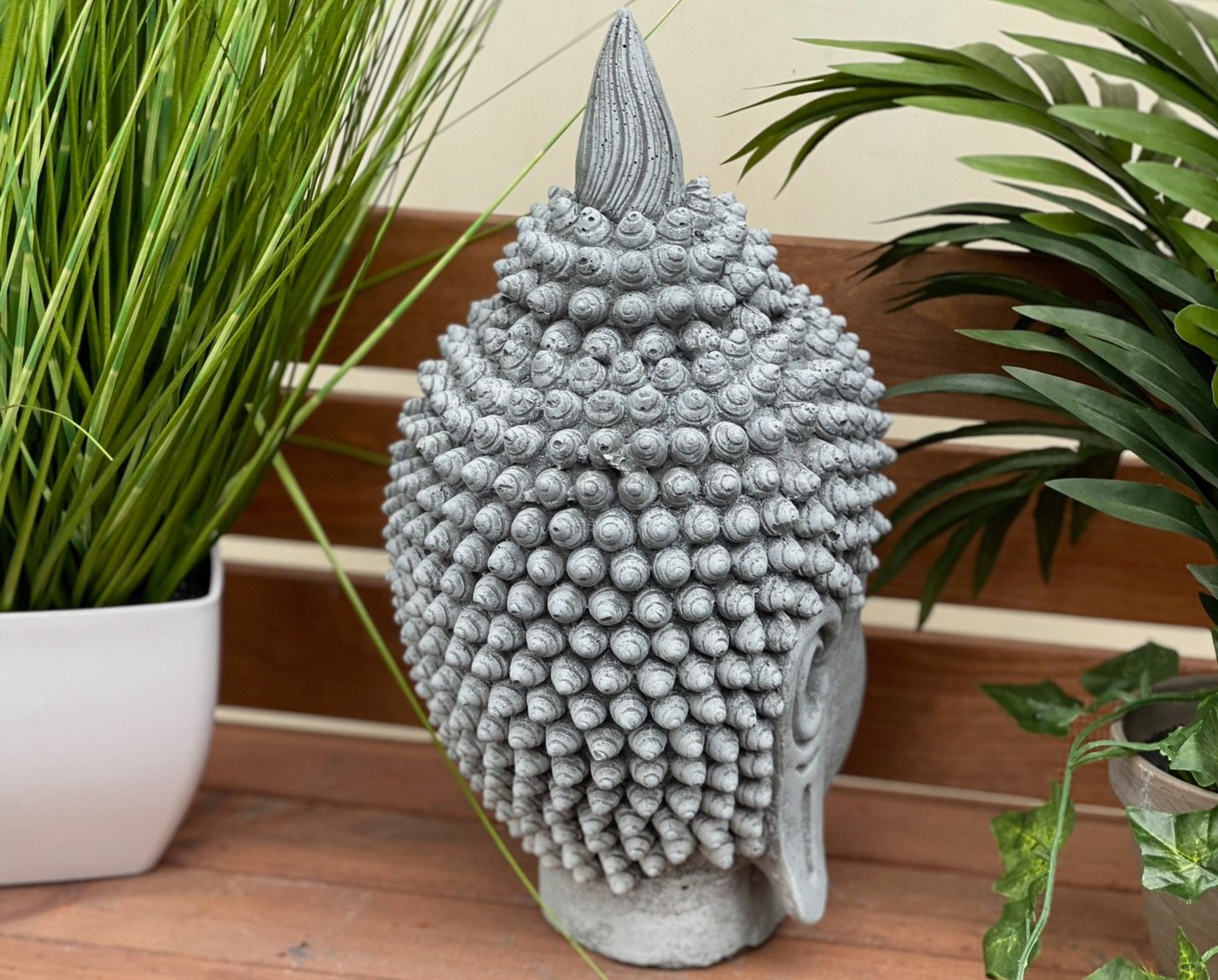 Stone and Style Gartenfigur Frostfeste Steinfigur Shiva Kopf meditativ Bild 3