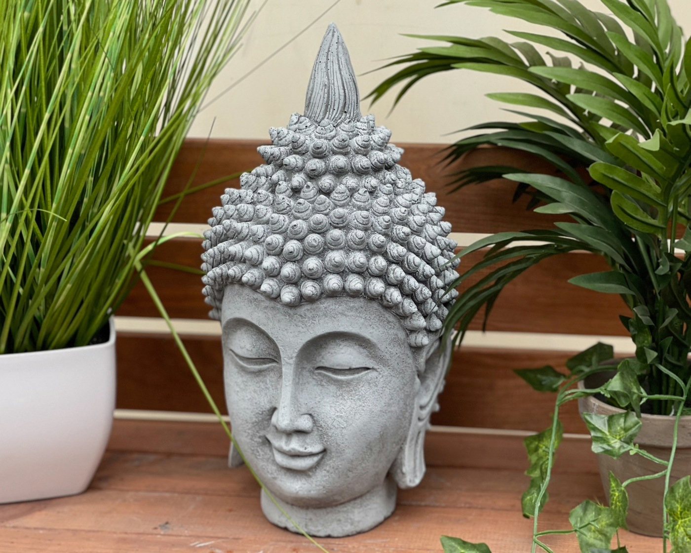 Stone and Style Gartenfigur Frostfeste Steinfigur Shiva Kopf meditativ Bild 4