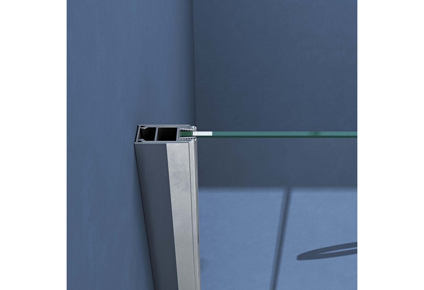 doporro Fünfeckdusche Duschkabine ESG-Glas Klarglas Easy-Clean-Beschichtung H:195cm Rav08K, BxT: 80x80 cm, Einscheibensicherheitsglas, mit Pendeltür, Stabilisatoren aus Edelstahl