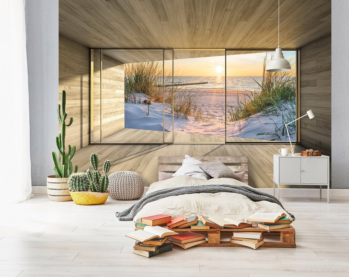 Wallarena Fototapete Blau - Vlies - Schlafzimmer, glatt, (8 St), 400x280cm Bild 4