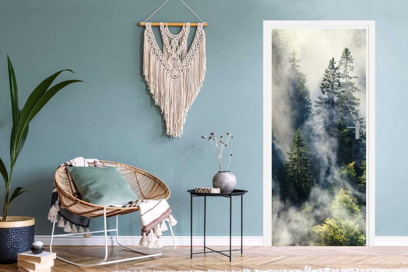 MuchoWow Türtapete Nebelschwaden ziehen durch den Schwarzwald, Matt, bedruckt, (1 St), Selbstklebende Tapete, Folie für Möbel, 75x205 cm Bild 2
