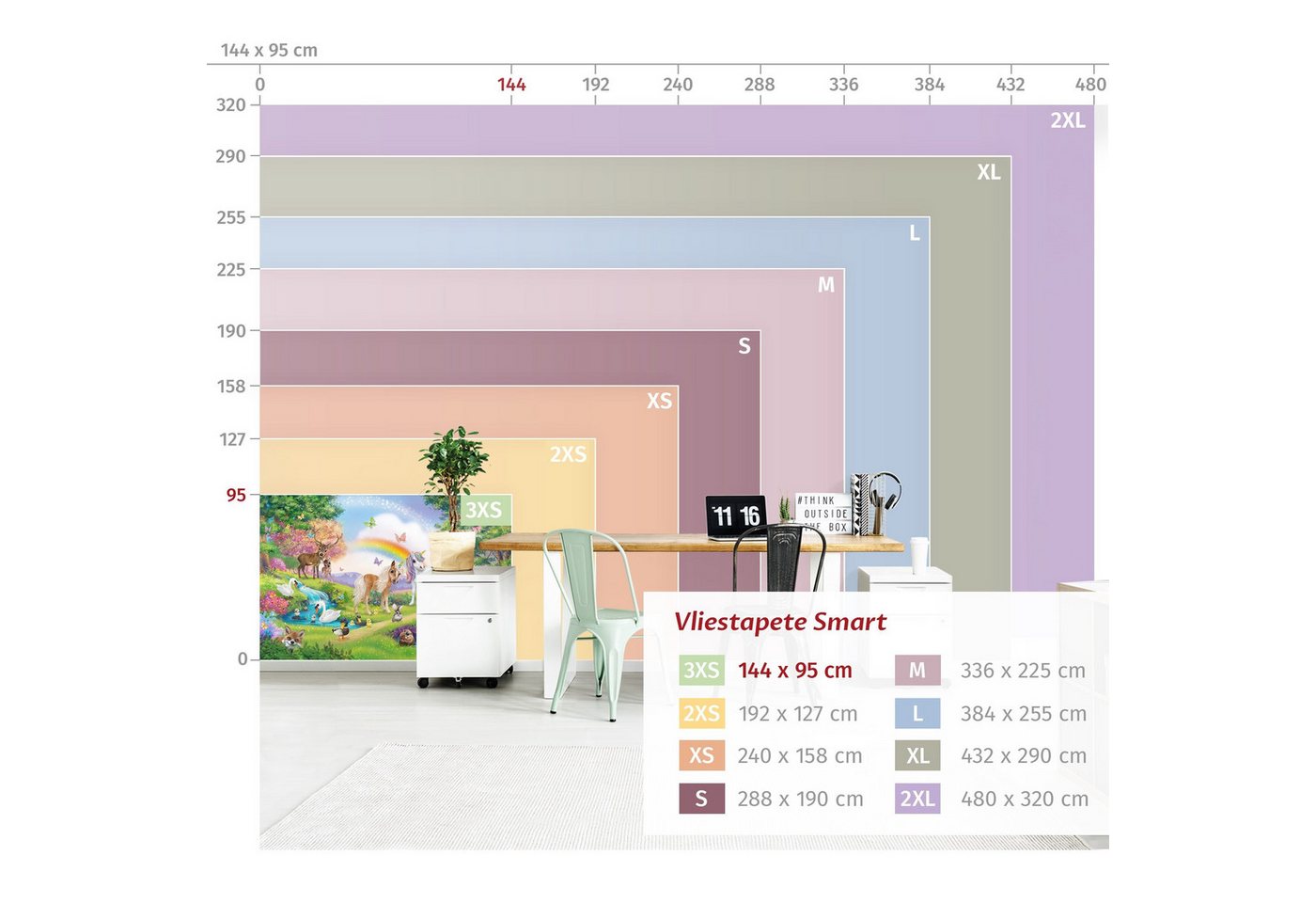 Bilderdepot24 Kindertapete Kinderzimmer Zauberwald mit Einhorn Kinder Wanddeko Regenbogen, Glatt, Matt, (Vliestapete inkl. Kleister oder selbstklebend), Mädchenzimmer Jungenzimmer Babyzimmer Bildtapete Fototapete Wandtapete Bild 4