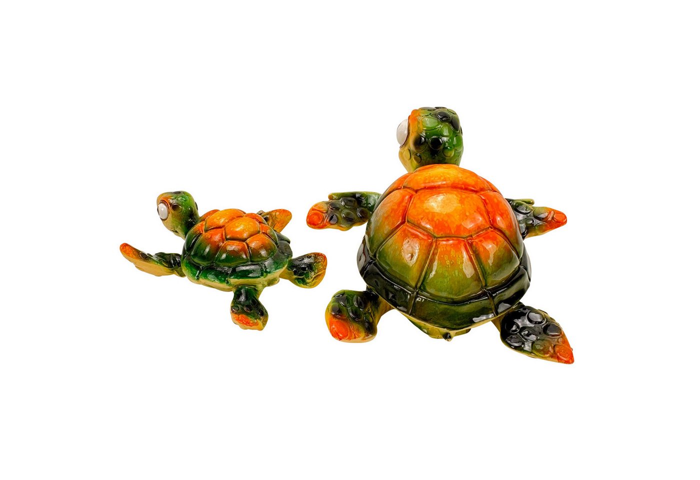 Online-Fuchs Gartenfigur - Deko Figuren 2 süße Schildkröten für Garten, Teich oder auch im Haus, (2er Set, Handbemalt), wetterfest, für den Außenbereich geeignet