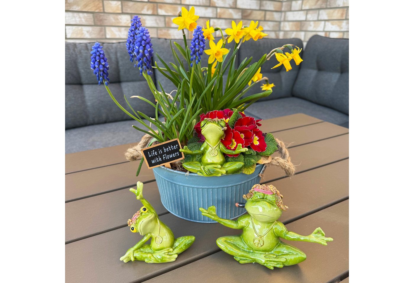 Online-Fuchs Gartenfigur für außen - YOGA Frosch - Dekoration Figuren - wetterfest, (aus Kunstharz gefertigt, glänzender Glossy-Look), ideal für Garten, Terrasse, Balkon, Büro oder Wohnzimmer Bild 3