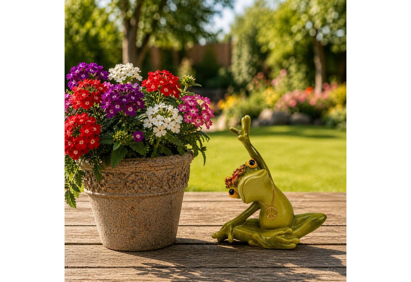Online-Fuchs Gartenfigur für außen - YOGA Frosch - Dekoration Figuren - wetterfest, (aus Kunstharz gefertigt, glänzender Glossy-Look), ideal für Garten, Terrasse, Balkon, Büro oder Wohnzimmer Bild 4
