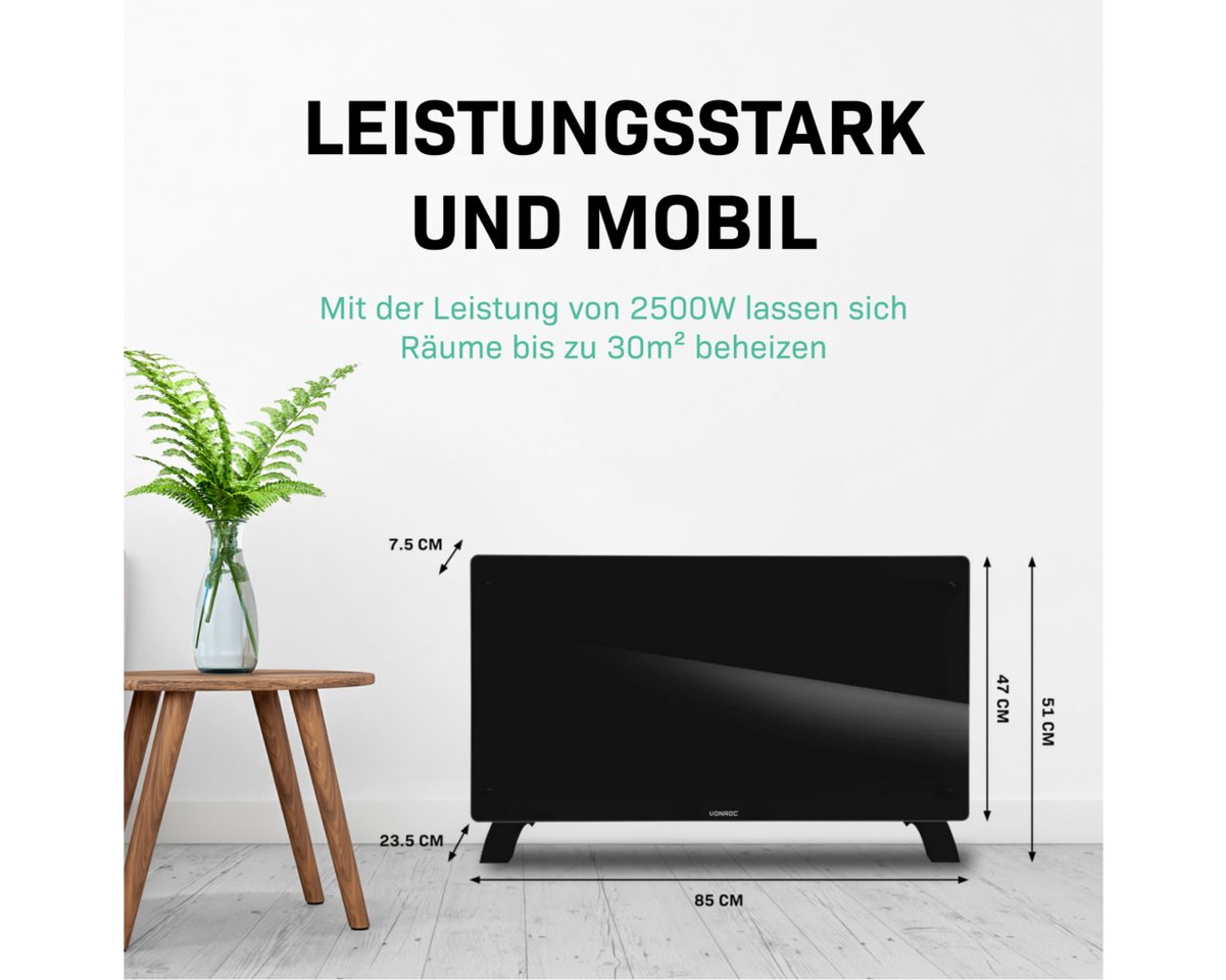 VONROC Heizkörper Elektroheizung in Varianten für 12 bis 30qm Räume, Elegante Konvektorheizung 2 stufig - Manuelle/App Steuerung Bild 3