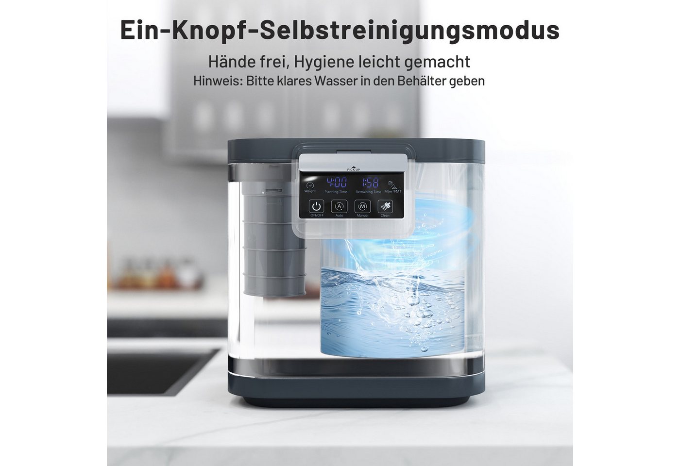 KOMFOTTEU Komposter, 4 l, Küchenkomposter mit Selbstreinigungsfunktion, Deckel&LED-Anzeige