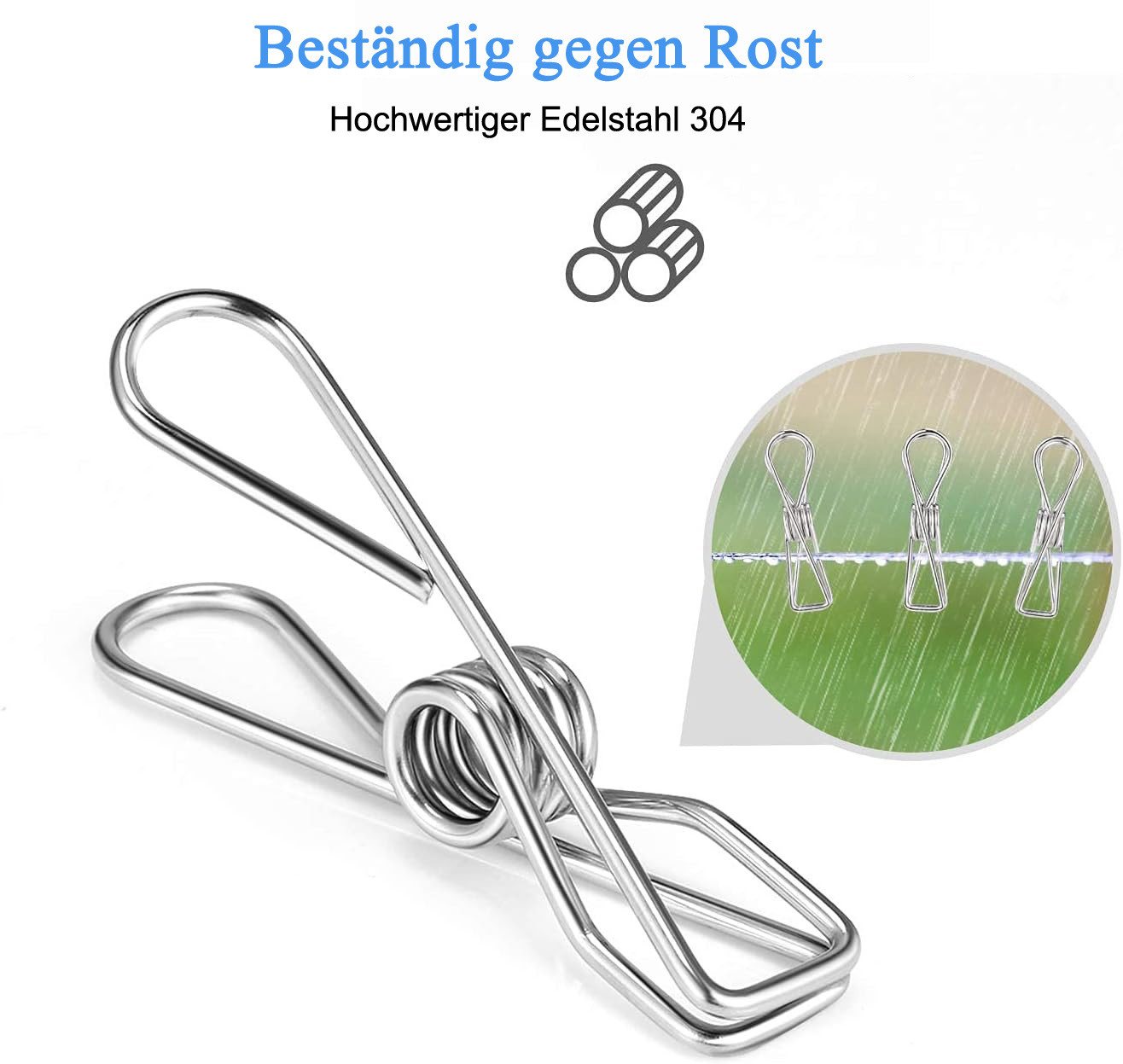 Agger Wäscheklammern Wäscheklammern Edelstahl, 40er-Set, Unverwechselbares Design, Langlebigkeit