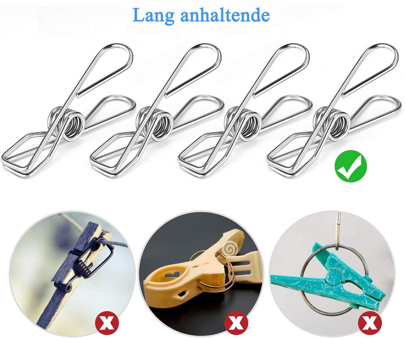Agger Wäscheklammern Wäscheklammern Edelstahl, 40er-Set, Unverwechselbares Design, Langlebigkeit Bild 3
