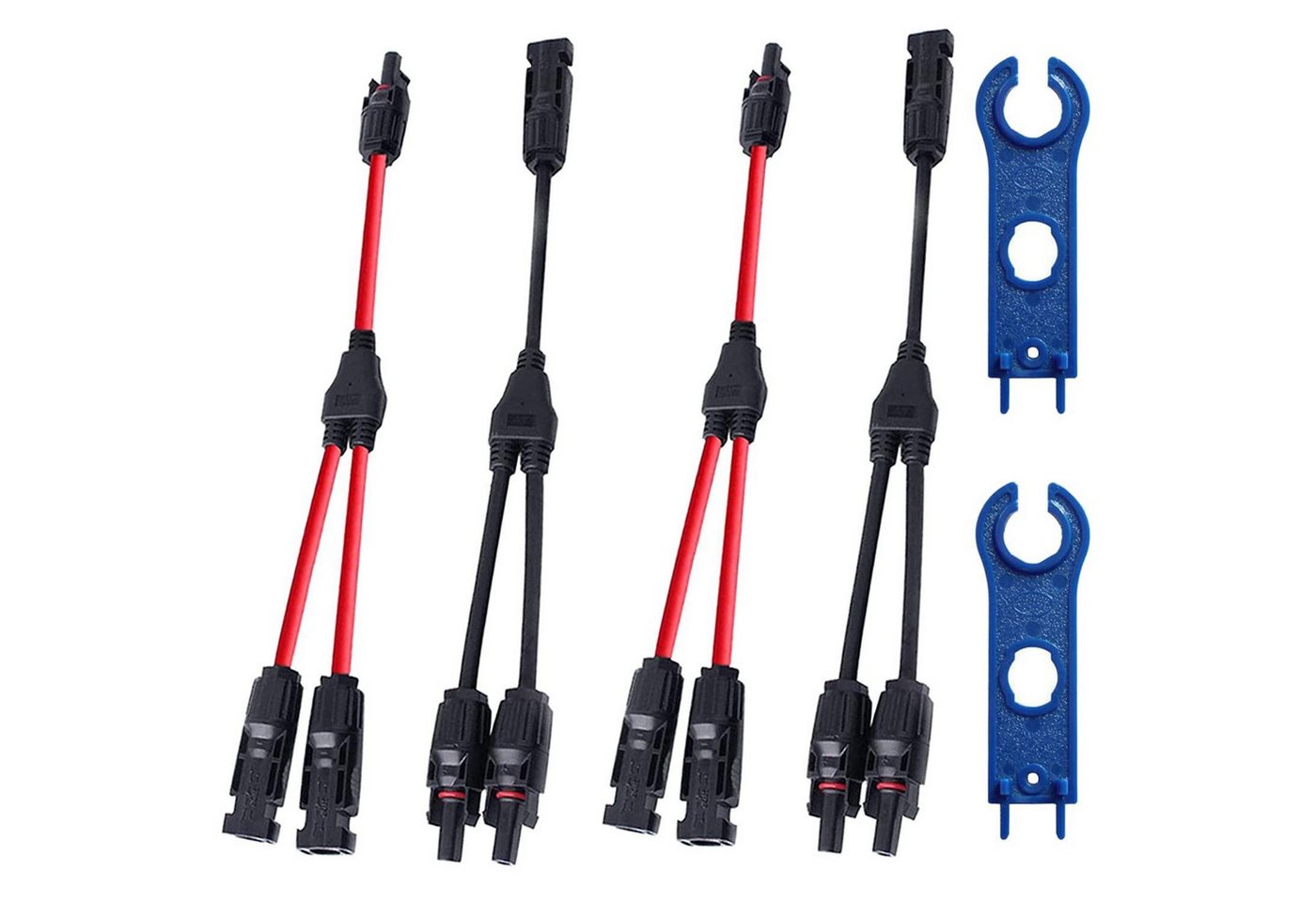 FELIXLEO Solaranlage Solar Y Verteiler Kabel MMF FFM PV Stecker 2 Paar Rot Schwarz, (4-St) Bild 2