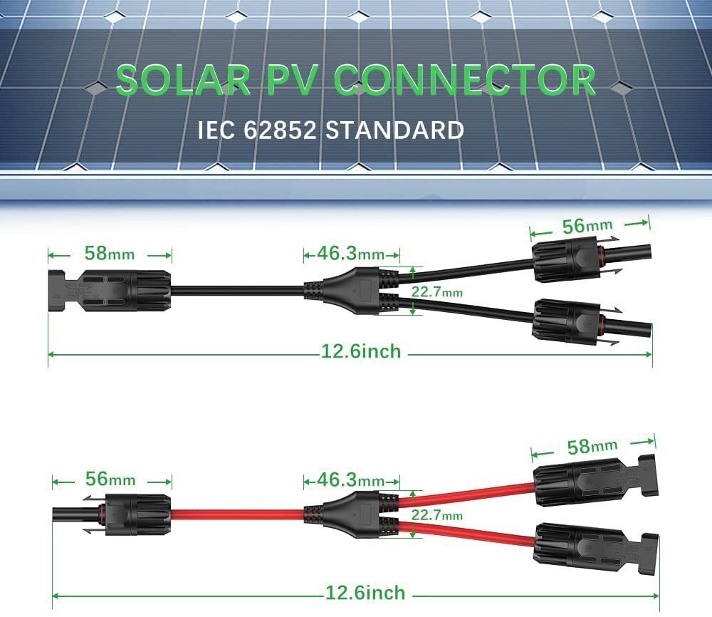 FELIXLEO Solaranlage Solar Y Verteiler Kabel MMF FFM PV Stecker 2 Paar Rot Schwarz, (4-St) Bild 4
