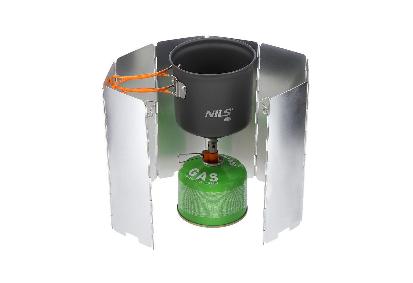 NILS CAMP Grill-Windschutz NC1745 Camping Windschutz für Campingkocher Aluminium 8 Paneele (Packung)