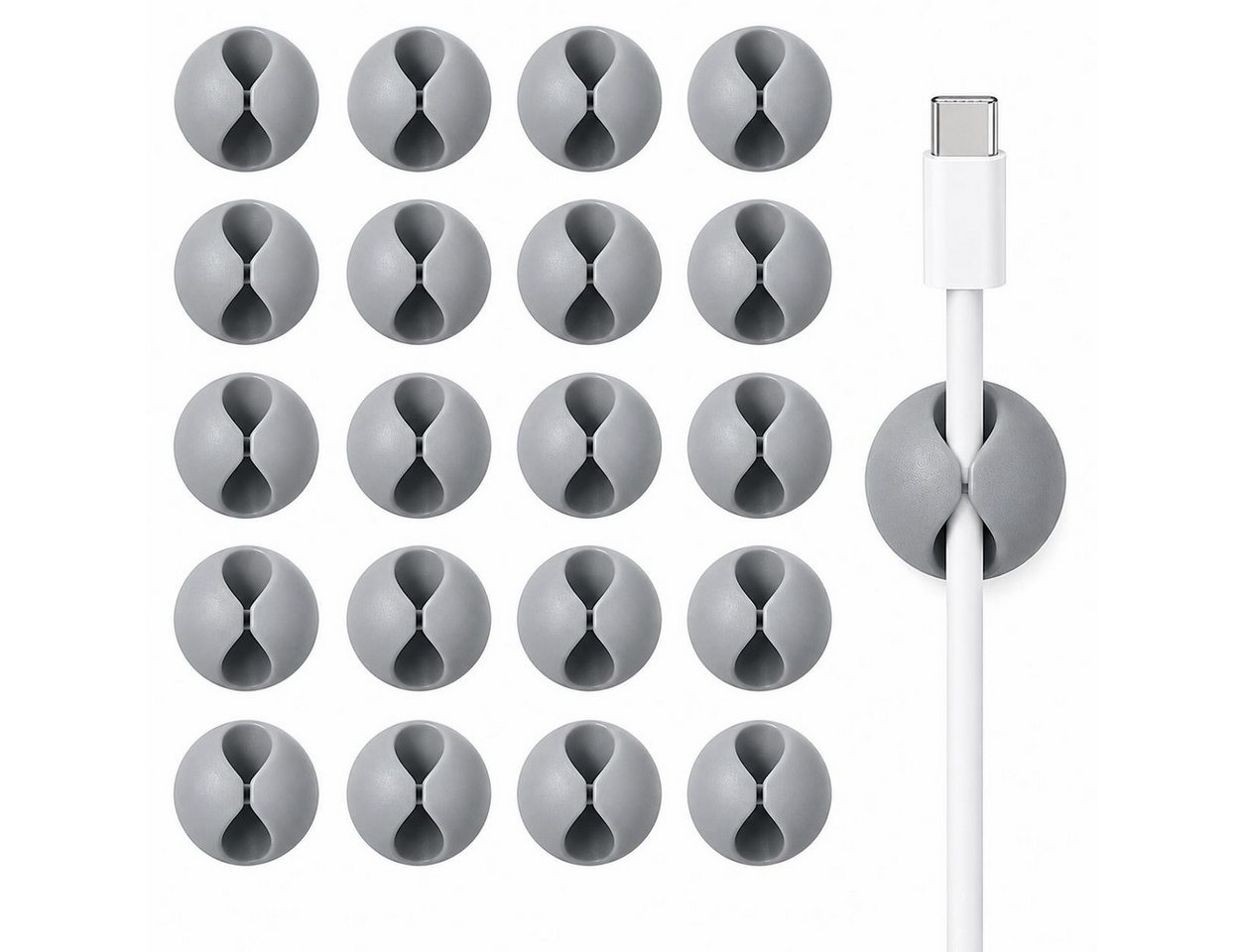 BAYLI Kabelbinder 20x Kabelklemmen Selbstklebend Grau Kabelhalter Kabelclips Kabelführun