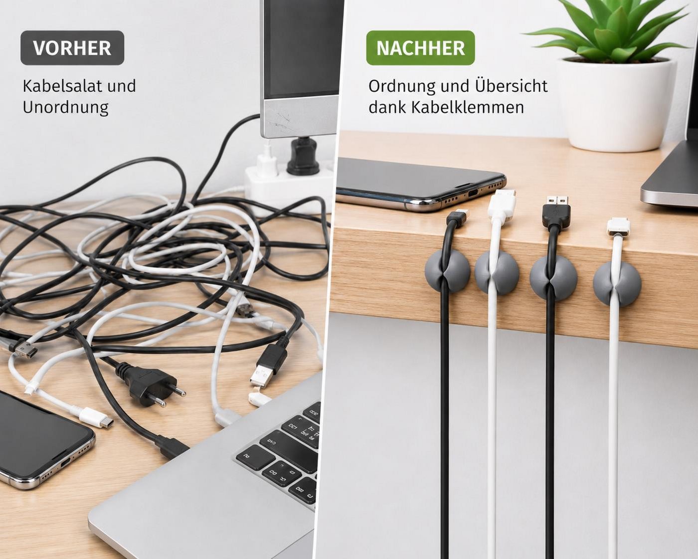 BAYLI Kabelbinder 20x Kabelklemmen Selbstklebend Grau Kabelhalter Kabelclips Kabelführun Bild 5