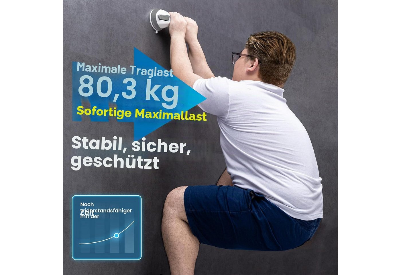 FELIXLEO Haltegriff Duschgriff 31cm Saugnapf ohne Bohren Senioren Badewanne 110kg Bild 2