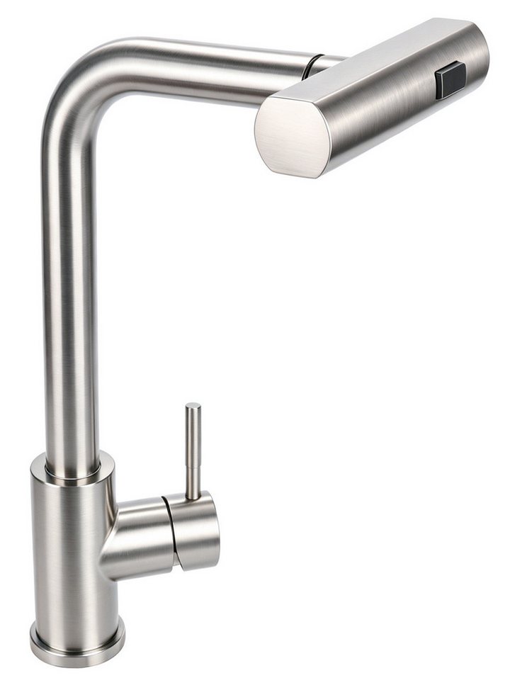 Lumkudos Küchenarmatur Wasserhahn Küche, ausziehbar 360° schwenkbar mit 3 Sprühfunktionen (Küchenarmatur Set, 1-St., Max.40, G3/8, ø32-35mm, Abnehmbarer Behälter) 40 cm Ausziehbarer Schlauch, Gerader Strahl/Punktstrahl/Brausestrahl Bild 5