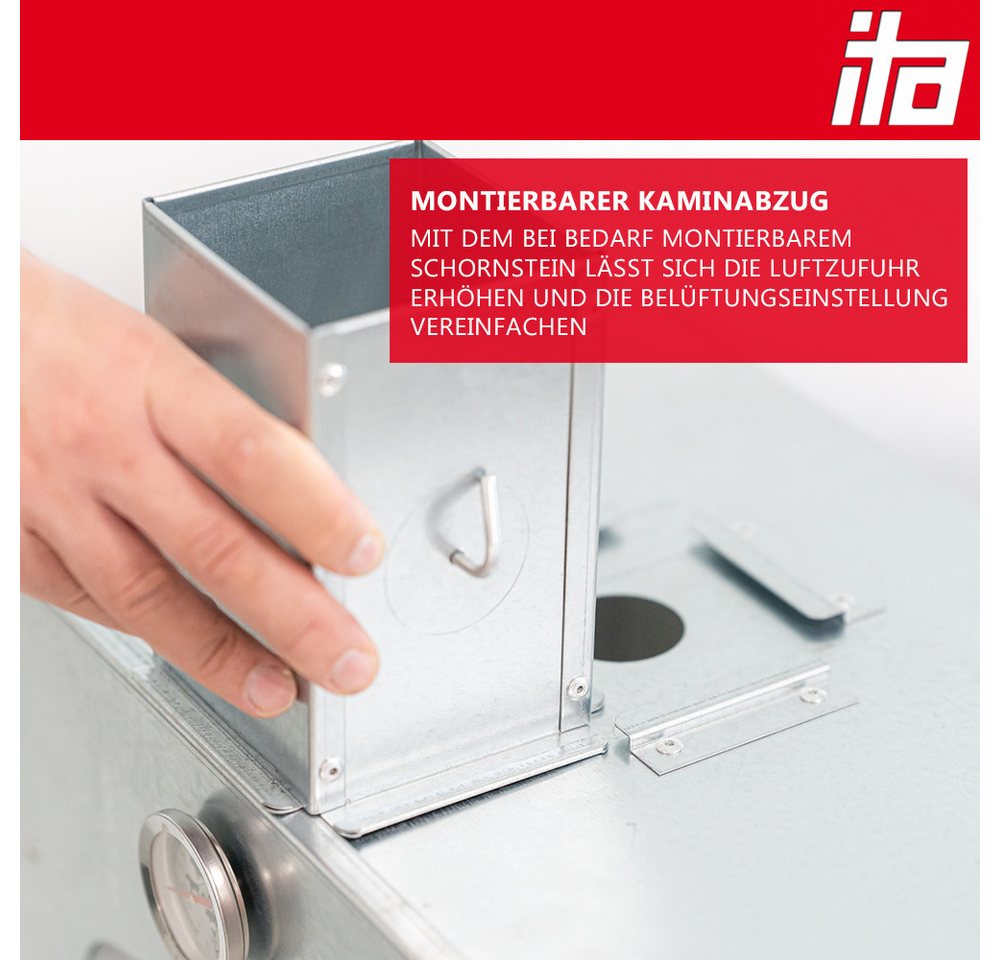 ITA Räucherofen Räucherofen 7012 - Premium Räucherschrank mit 3 Etagen, 1-St., Smoker mit passendem Räuchertisch mit erweiterbarer Ablage Bild 5