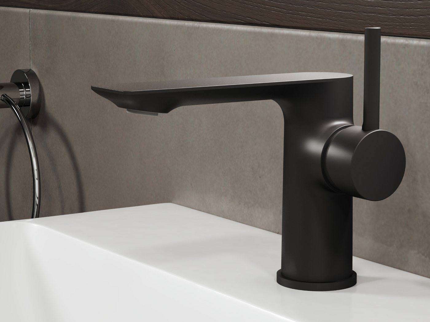Aqua Bagno Waschtischarmatur Einhebelmischer Mischbatterie Waschtischarmatur matt schwarz (Badarmatur, Waschbeckenarmatur, EHM) Waschbeckenarmatur matt schwarz Bild 5