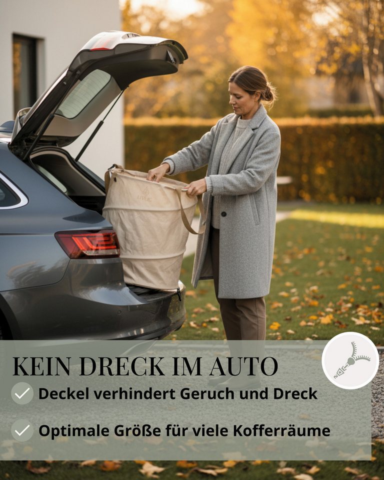 LIVLIG Gartensack 90L, Laubsack mit Deckel, Pop-Up Gartenabfallsack, für Laubabfälle, Gras-Schnitt, Wäsche, Kinderspielzeug, (1-tlg), Gartensack, Wäschesack, faltbarer Laubsack Bild 3