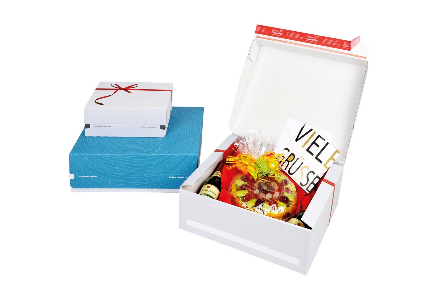 COLOMPAC Versandkarton Geschenkbox Small CP068.92/02 rote Schleife weiß Bild 4