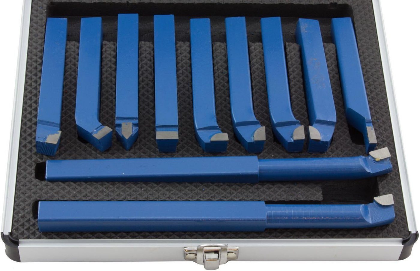 Falon-Tech Drehstahl Drehstahl Satz 11-tlg 10x10mm Drehmeißel Set Alukoffer DIN Normen, (11-tlg)