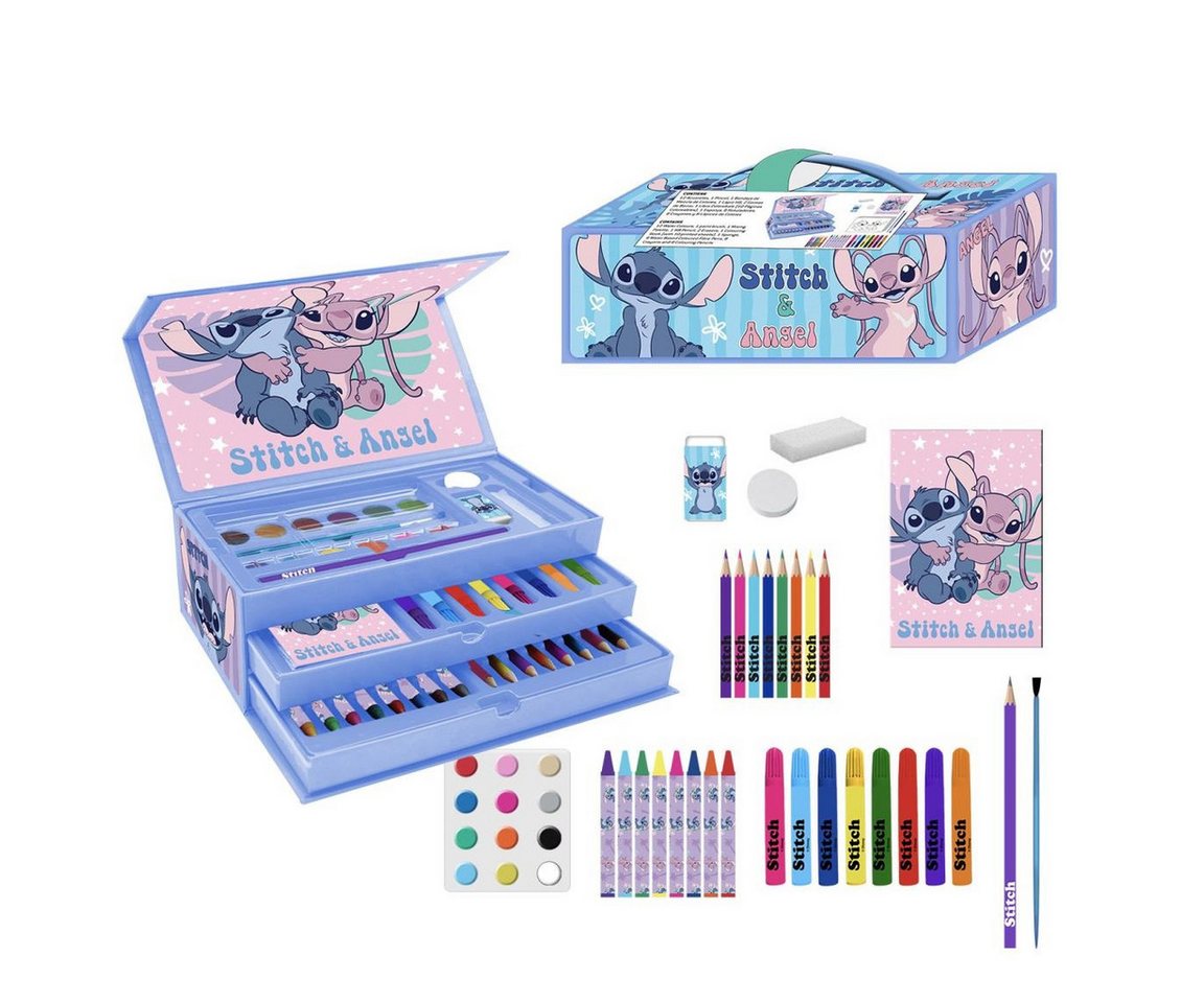 Cerda Farbkasten Disney Stitch Mal- und Zeichenkoffer – Kreativset mit Zubehör