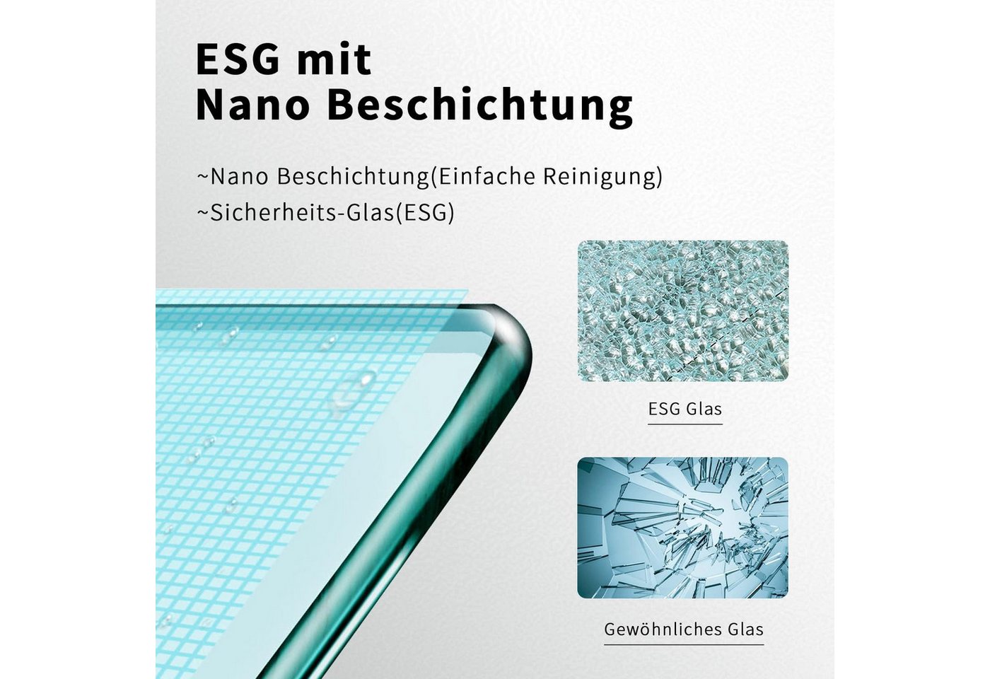 Hopibath Walk-in-Dusche Duschwand Schwarz Duschabtrennung faltbar, 5mm Nano Glas, (Falttür Rahmenlos, Höhe:195cm), 180° Faltbar, Rechts-und Links montierbar Bild 3