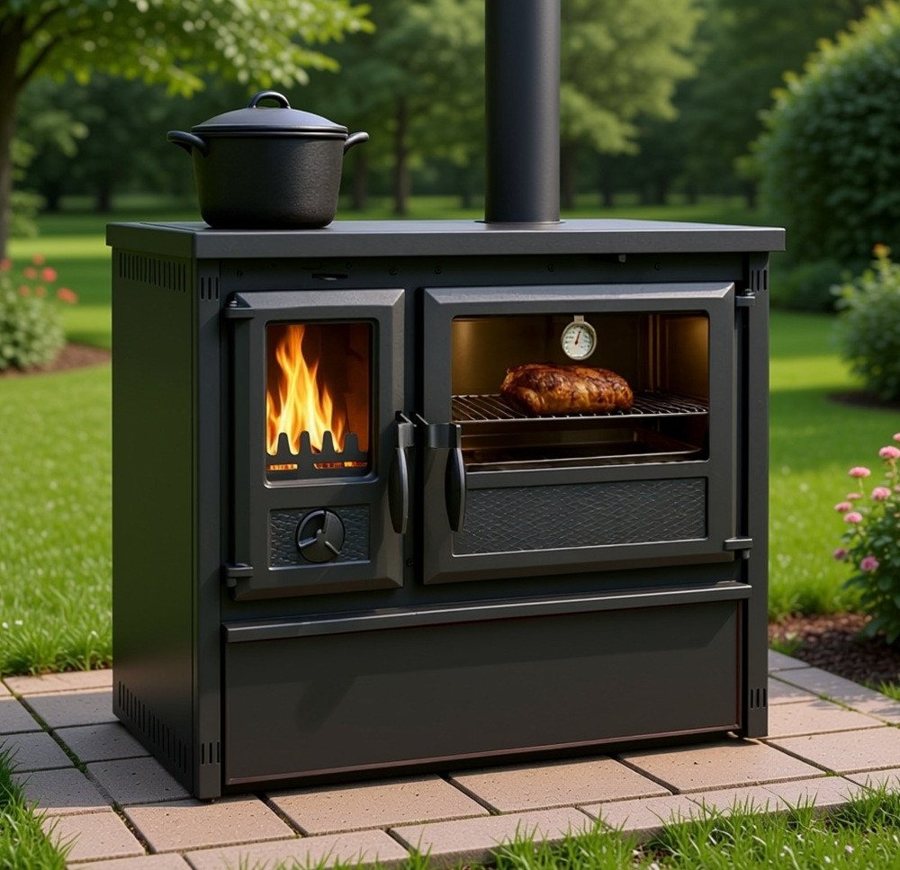 TRGO Gartenkamin Outdoor-Küchenofen Außenherd Holzherd Modell Forno - schwarz - 6 kW Bild 4