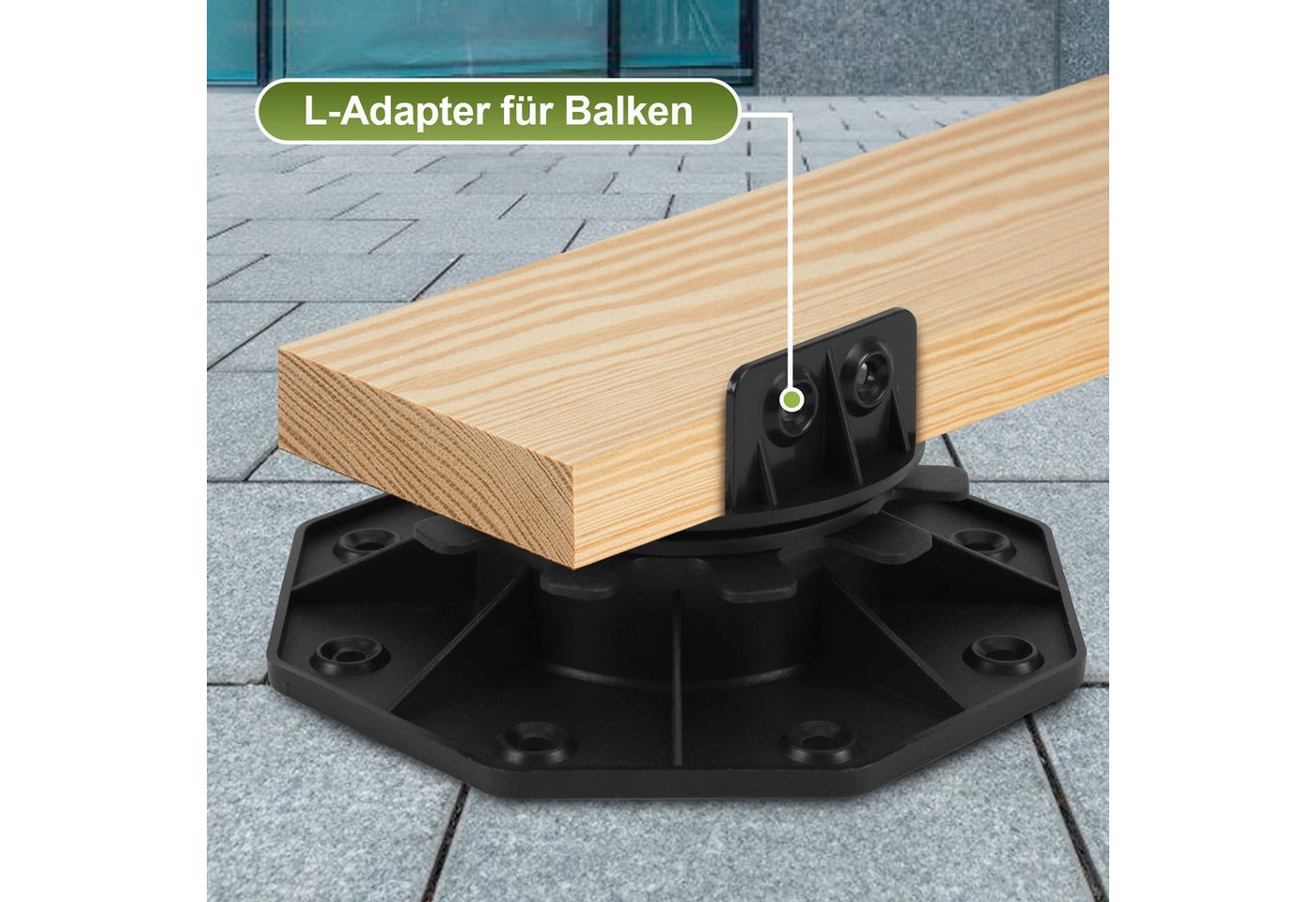 Clanmacy Terrasse Terrasse Balkenlager 75-145mm 0-5% Gefälleausgleich matt 20er Set