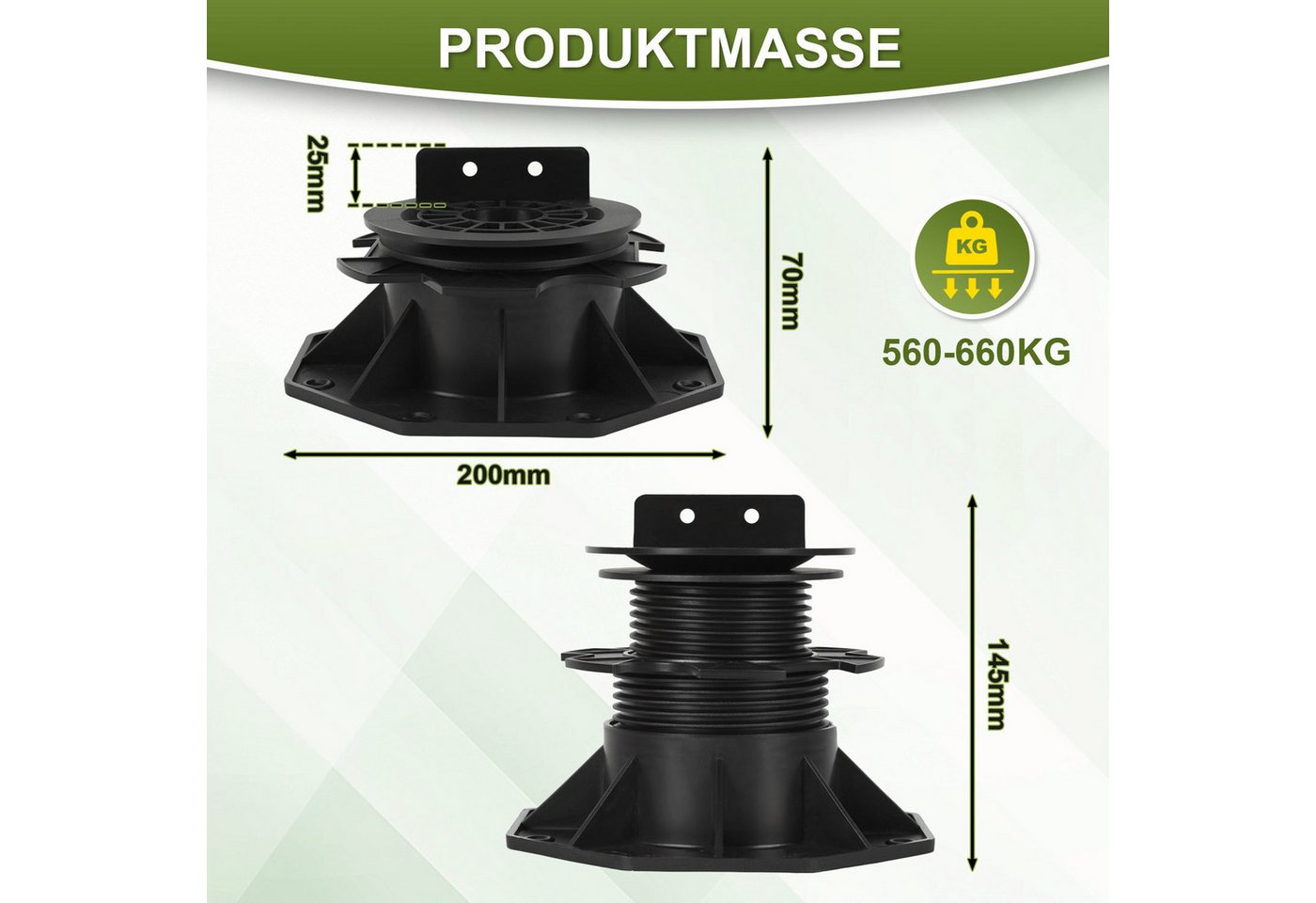 Clanmacy Terrasse Terrasse Balkenlager 75-145mm 0-5% Gefälleausgleich matt 20er Set Bild 2