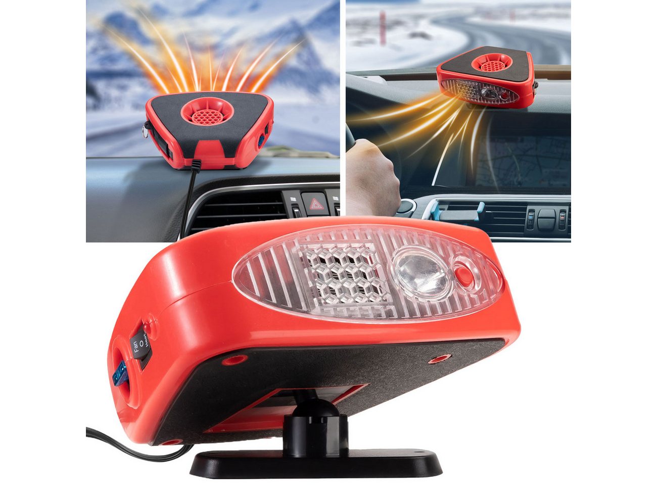 Casativo Heizlüfter Auto Zusatzheizlüfter 12V 150W Autoheizung Enteisen & Wärmen, 360° Kugelkopf-Halterung/via 12V Zigarettenanzünder/inkl. Lampe 2LEDs Bild 5