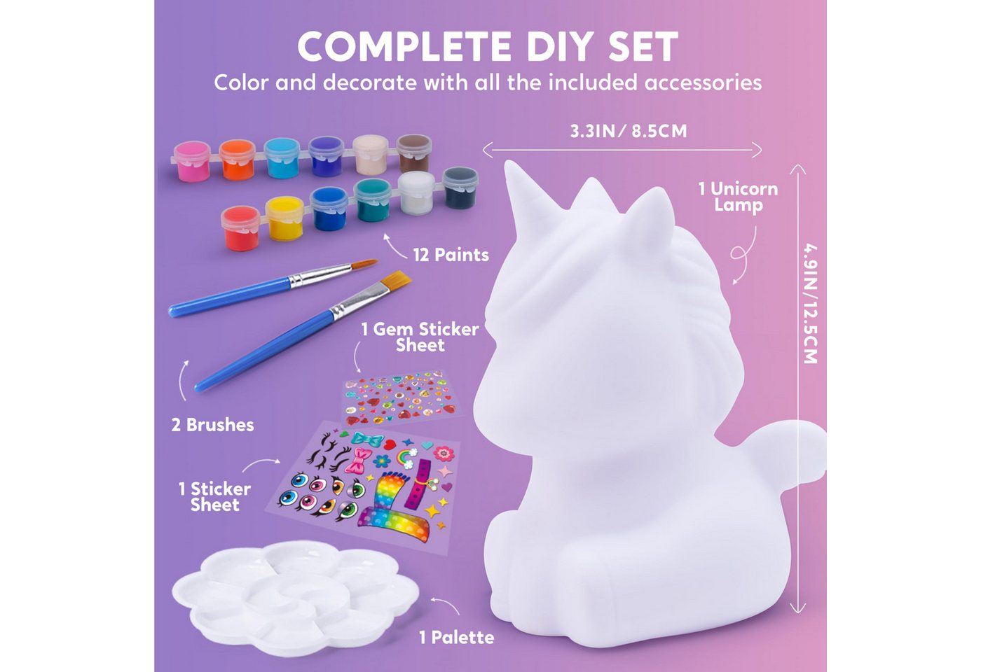 Klever Kits Bastelscheren Klever Kits Einhorn Lampe Bastelset Kinder ab 6+ jahre, (1-tlg) Bild 4