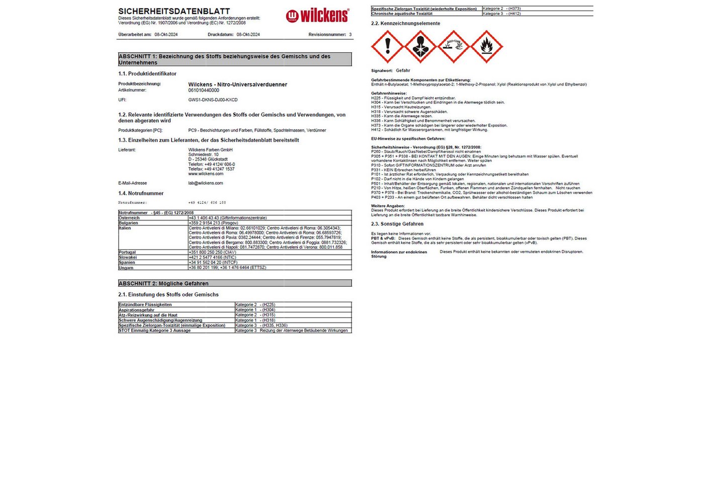 Wilckens Farben Polyurethan-Verdünnung Nitro-Universal Verdünnung - 5 Ltr Bild 2