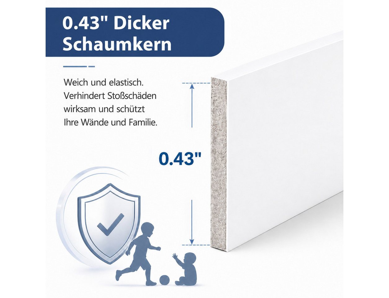 BlingBin Sockelleiste Selbstklebende, zuschneidbare Wandleiste mit PVC-Oberfläche, L: 45 cm, H: 12 cm, 5er Set, 5-St., 5 Stück, PVC Laminatleisten Fussleisten, Dekore Wandaufkleber Bild 3
