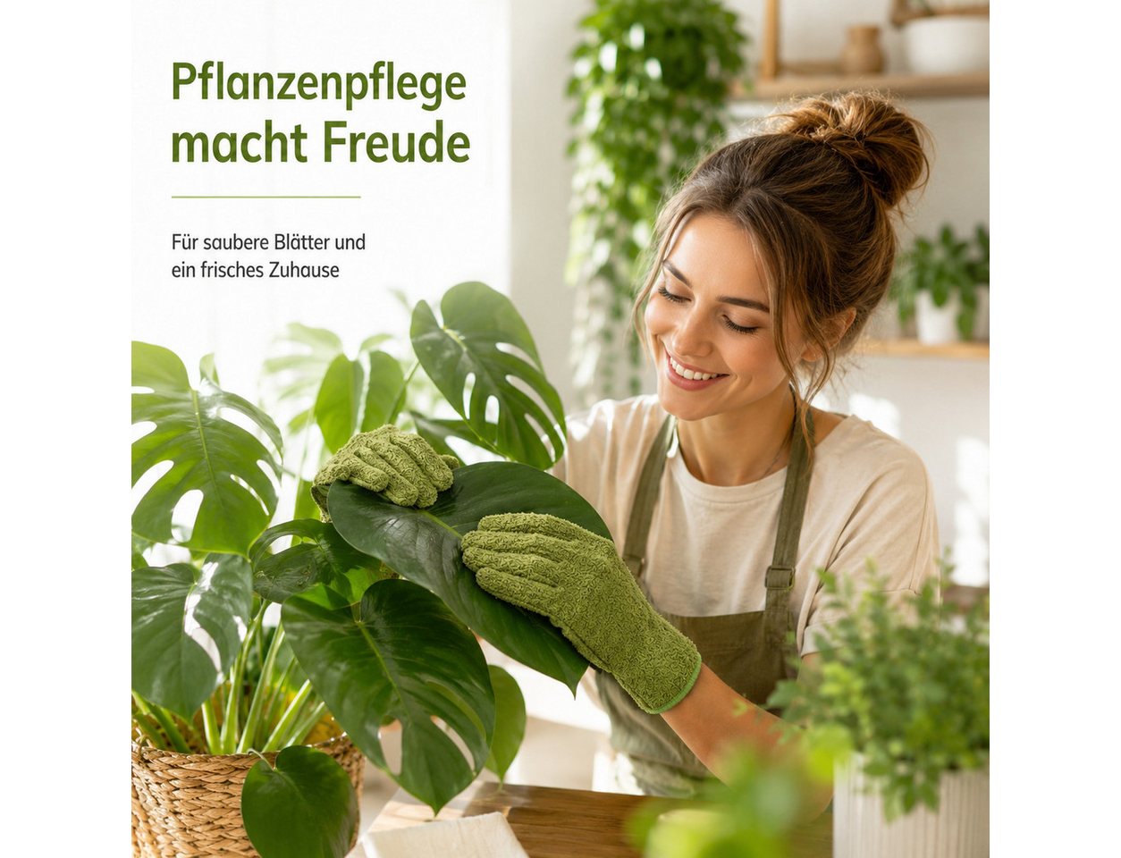 esschert design Gartenhandschuhe Pflanzen Staubhandschuh aus Mikrofaser für sanfte Blattpflege (2-St) Bild 4