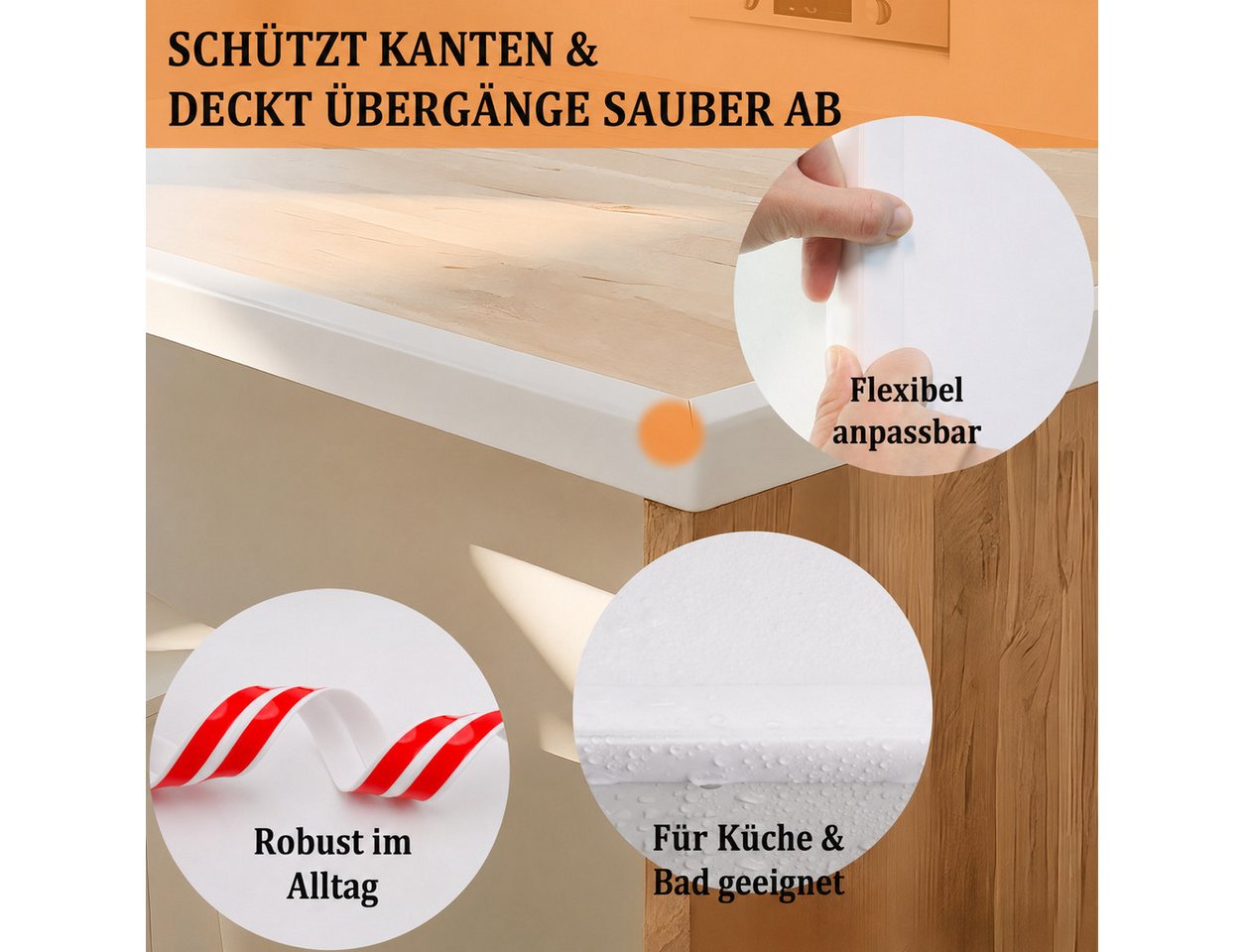 BlingBin Sockelleiste PVC Weichsockelleiste selbstklebend, Zierleisten, Kantenschutzleiste, L: 600 cm, H: 4 cm, 1er Set, 1-St., Selbstklebende Abschlussleiste, flexible Kantenschutz Wand Winkelprofil Winkelleiste Wandleisten Bild 2
