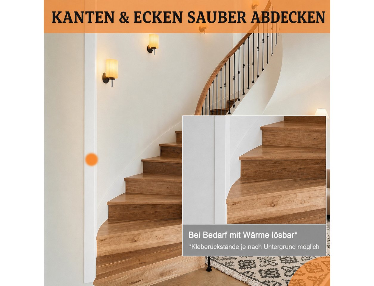 BlingBin Sockelleiste PVC Weichsockelleiste selbstklebend, Zierleisten, Kantenschutzleiste, L: 600 cm, H: 4 cm, 1er Set, 1-St., Selbstklebende Abschlussleiste, flexible Kantenschutz Wand Winkelprofil Winkelleiste Wandleisten Bild 5