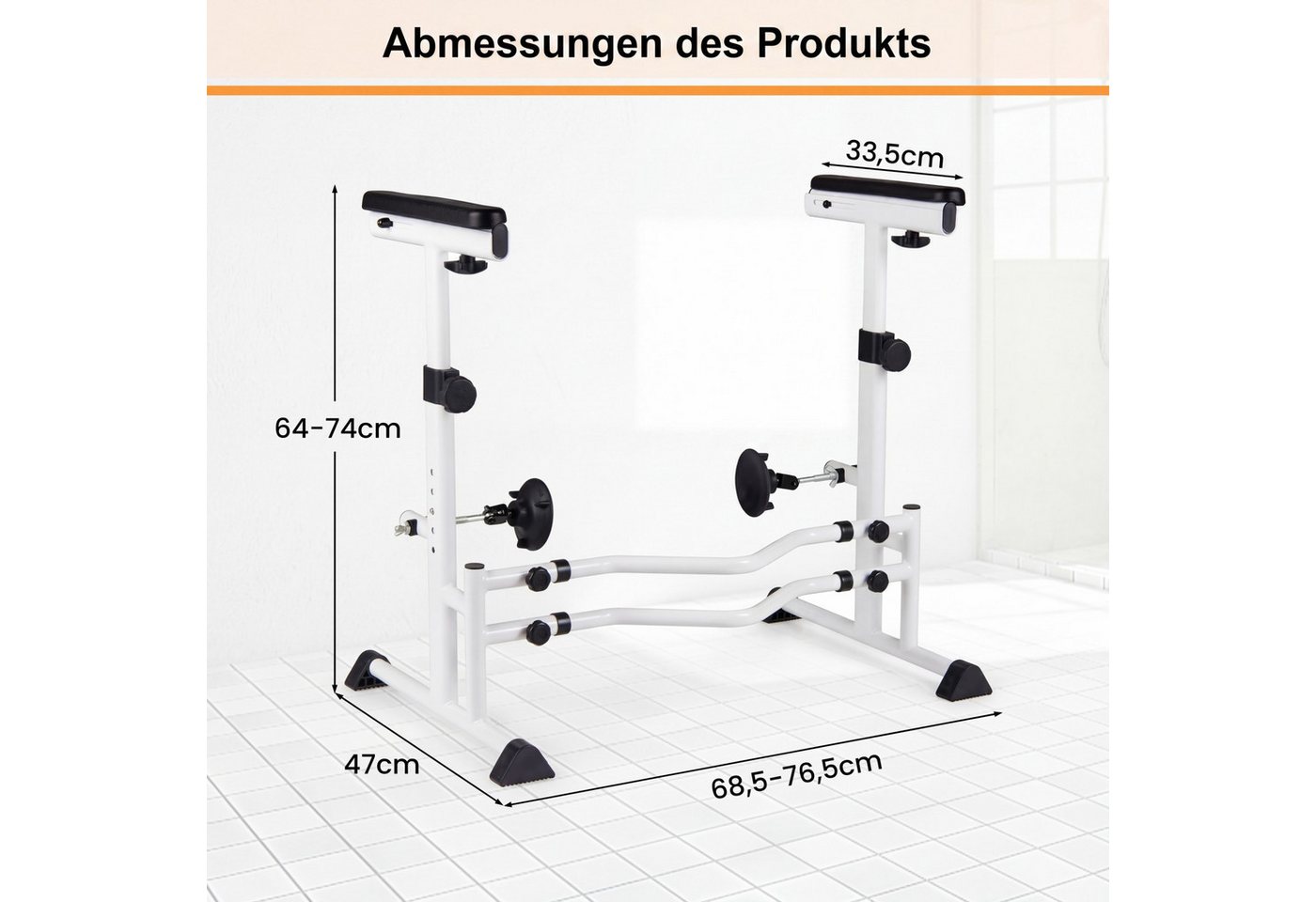 COSTWAY WC-Aufstehhilfe, belastbar bis 136 kg, Mit Haltegriff, drehbaren Klemmen & rutschfesten Füßen
