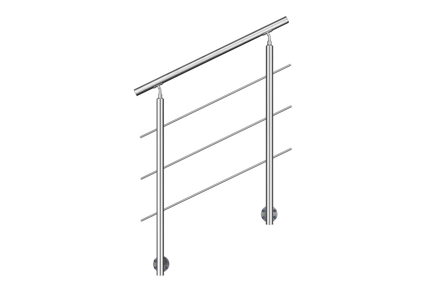 Duschparadies Treppengeländer 304 Edelstahl handlauf, Geländer,seitliche Befestigung, Innen & Außen, 100 cm Länge, Packung, 3-tlg., seitliche Montage