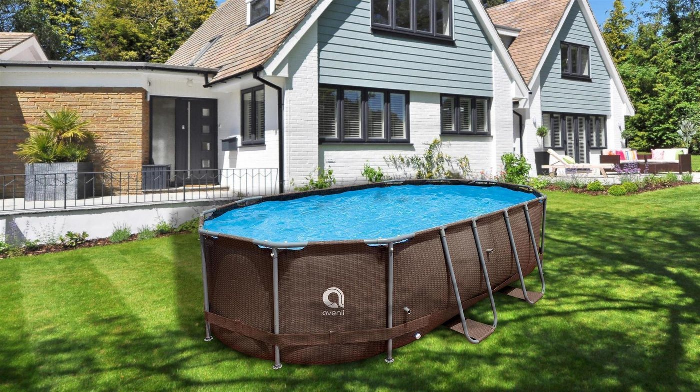 Avenli Framepool Frame Oval Pool 427 x 275 x 100 cm, Aufstellpool (Stahlrahmenpool, ohne Zubehör), Auch als Ersatzpool geeignet Bild 2