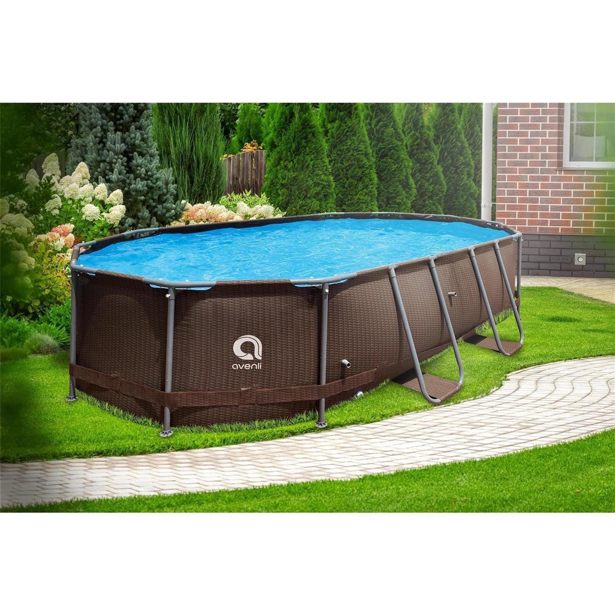 Avenli Framepool Frame Oval Pool 427 x 275 x 100 cm, Aufstellpool (Stahlrahmenpool, ohne Zubehör), Auch als Ersatzpool geeignet Bild 3